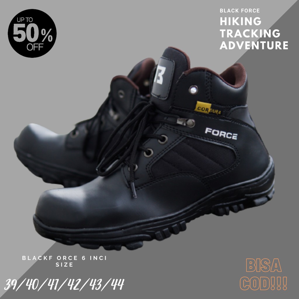 Sepatu Safety Pria Kerja Boots Black Force Cheap Pendek 6inci Hitam Pdl Touring Hiking Septi But