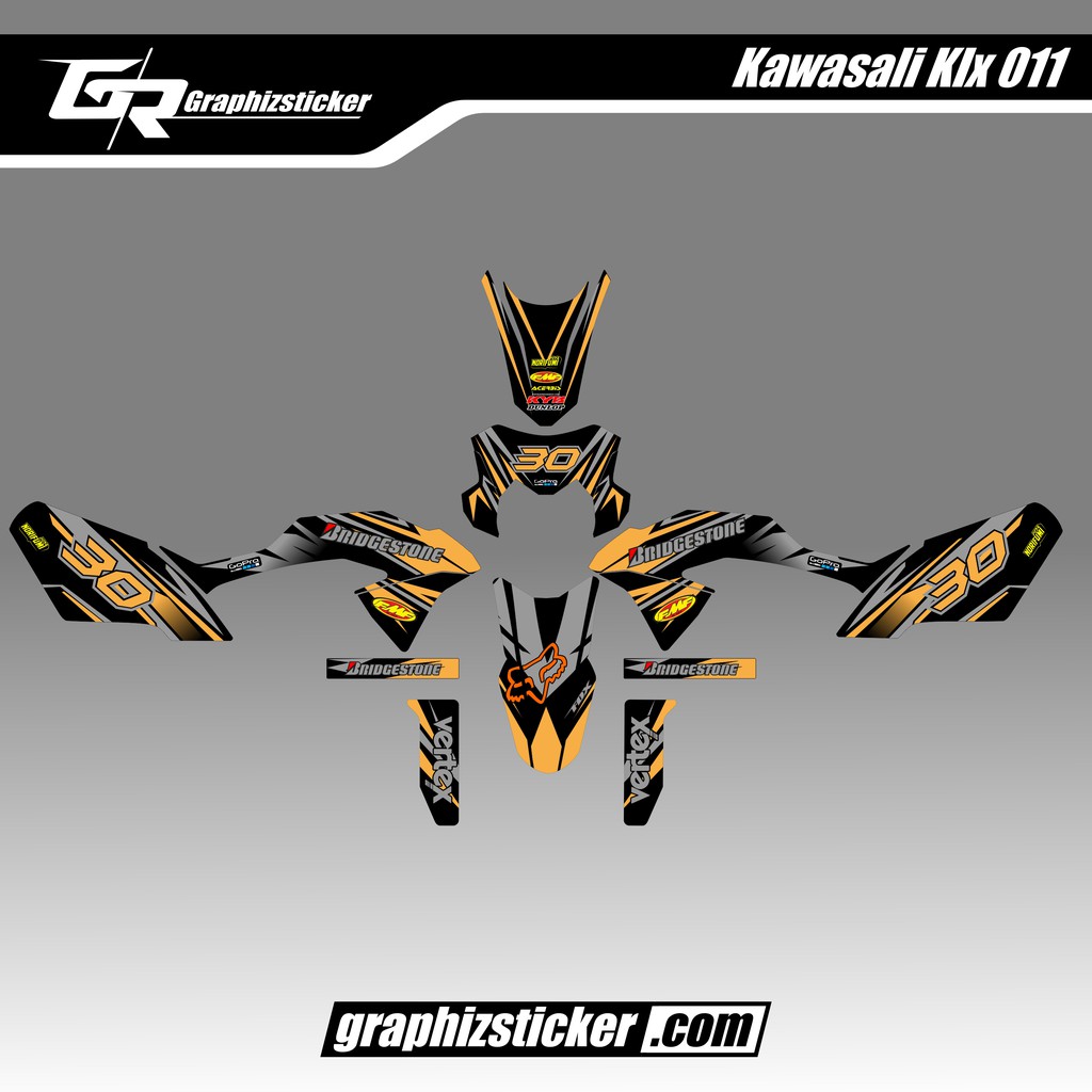 DECAL STICKER MOTOR KAWASAKI KLX BF STRIPING ORANGE HITAM