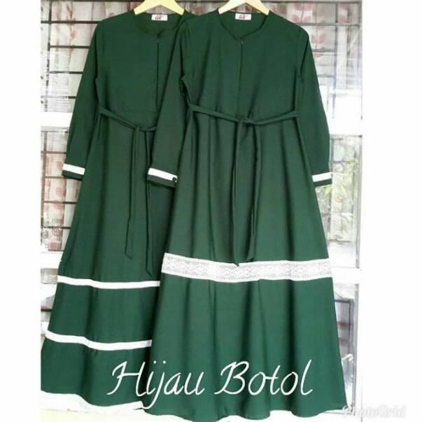 Penjualan Terbanyak.. GAMIS Renda 1 & Renda 3 °HIJAU BOTOL°