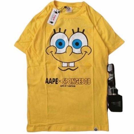 KAOS BAPE X SPONGEBOB A BATHING APE KUNING / BAJU BAPE / TSHIRT BAPE / MIRROR ORIGINAL 1:1