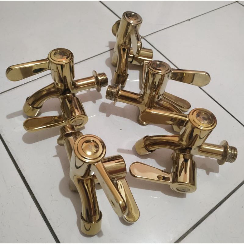 Kran Cabang Shower Gold Bahan Stianless Drad Standard 1/2&quot; Keran Double Kran Shower