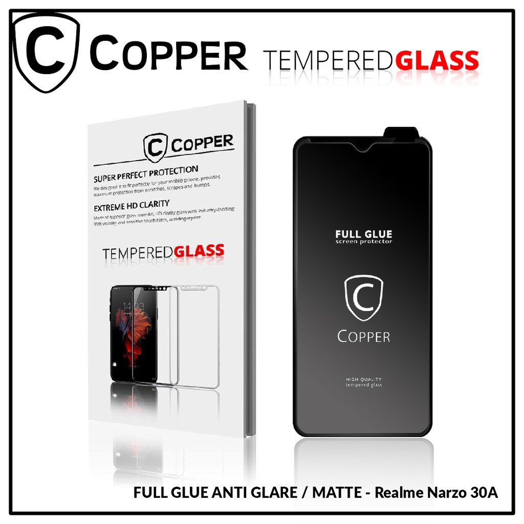 Realme Narzo 30A - COPPER Tempered Glass Full Glue ANTI GLARE - MATTE