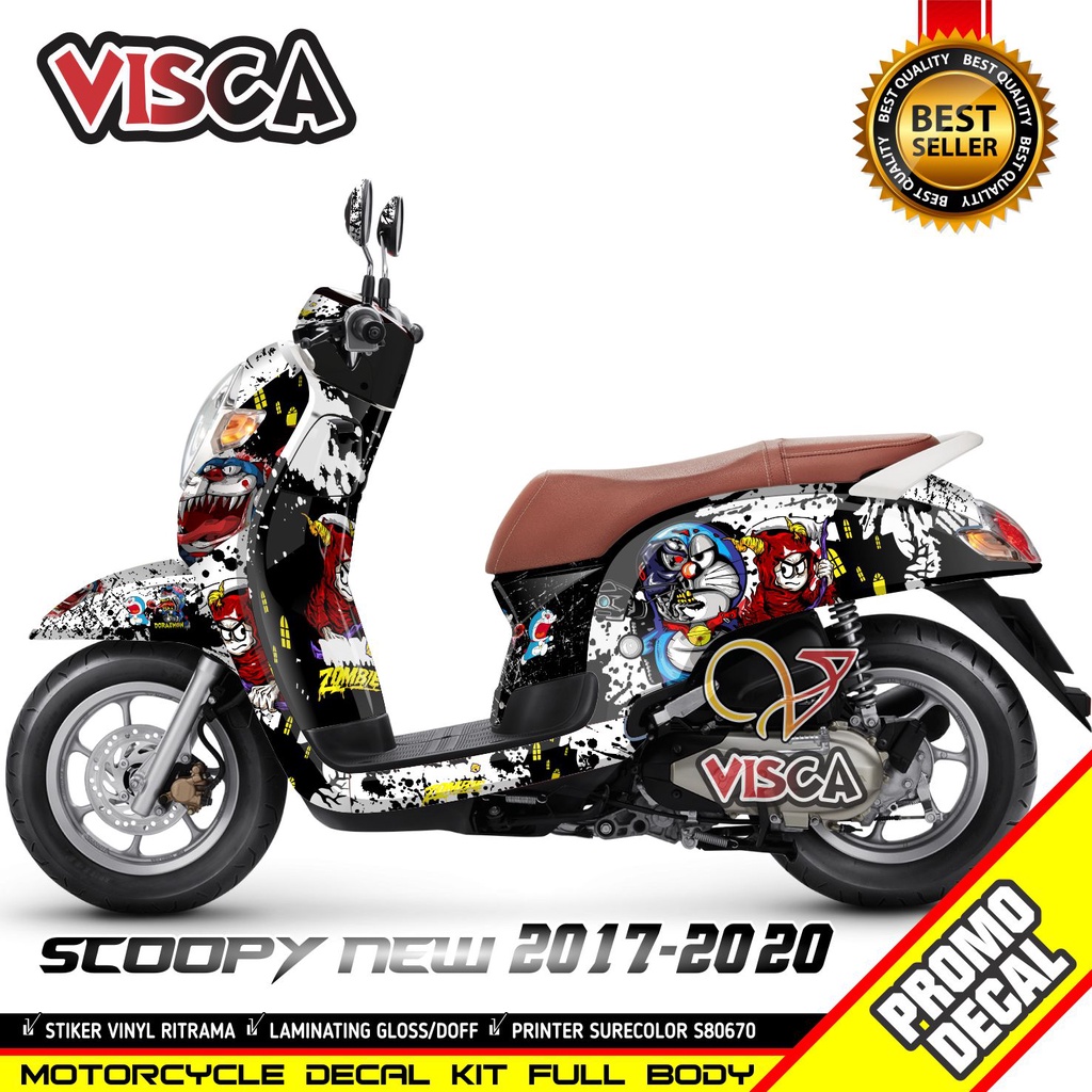 Decal Scoopy 2017-2020 Sticker Scoopy 2017-2020  Stiker Scoopy 2017-2020 full body motif doraemon zo