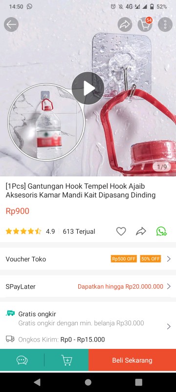 [1pcs] Gantungan Hook Tempel Hook Ajaib Aksesoris Kamar Mandi Kait Dipasang Dinding Bebas Paku