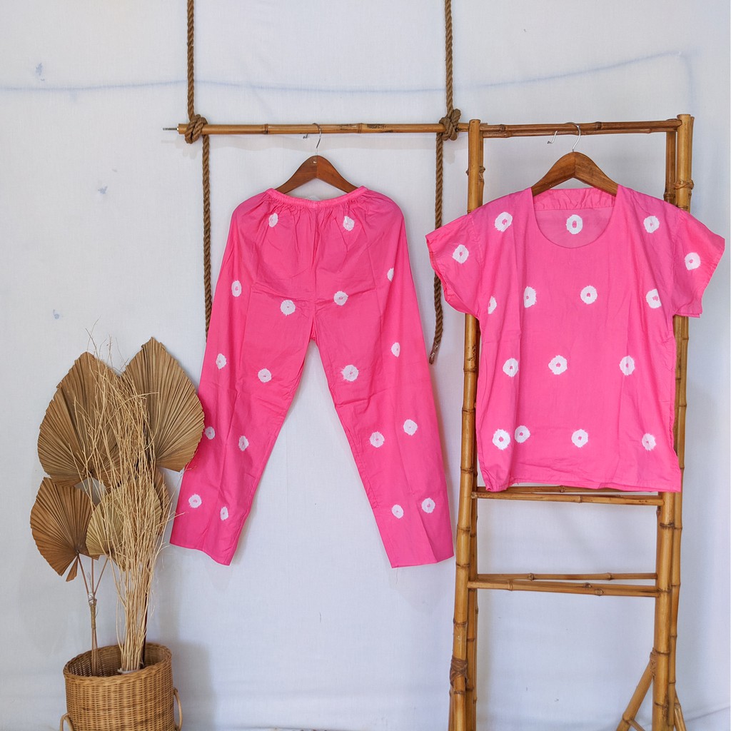 Setelan Jumput Jumputan Asli Celana Panjang Motif Klasik One Set Shibori