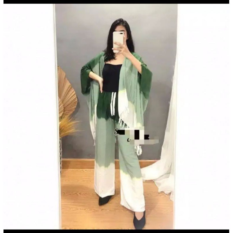 One set Cardigan Kulot Gradasi Rayon Bali