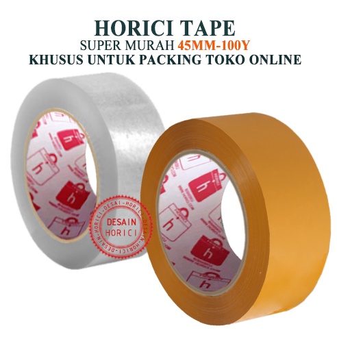 HORICI TAPE 45mmx100Y KHUSUS UNTUK PACKING TOKO ONLINE MURAH / FULL PANJANG LAKBAN BENING DAN COKLAT ISOLASI