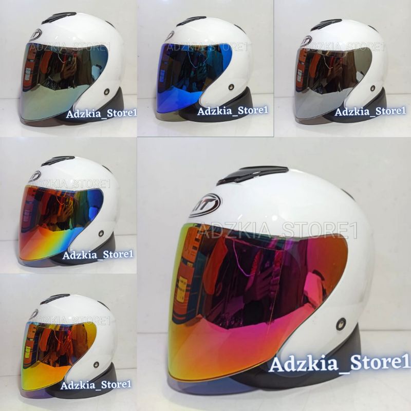 HELM KYT KYOTO REPLICA|MERK DYR|PAKET VISOR IRIDIUM|PUTIH|HELM HALF FACE