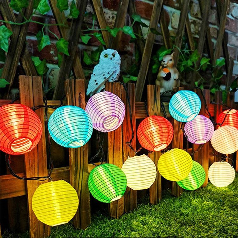 Lampu Hias Dekorasi Taman Lampion Mini / Bola Mini 7x7cm multi warna dengan Solar Power 20 LED 5M Tenaga Surya outdoor taman waterproof anti air Lantern Ball Solar String Lights Christmas Party Wedding Fairy Lights Outdoor Garland Patio Garden Decor