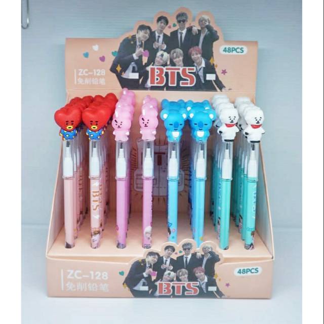 

PENSIL BT21 pensil Tata koya cooky RJ pensil peluru dapat diisi ulang