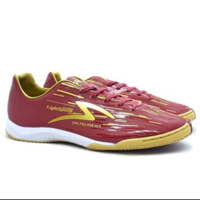 Sepatu Futsal PECS ACCELERATOR LIGHTSPEED REBORN IN Maroon Red/Metallic Gold Original