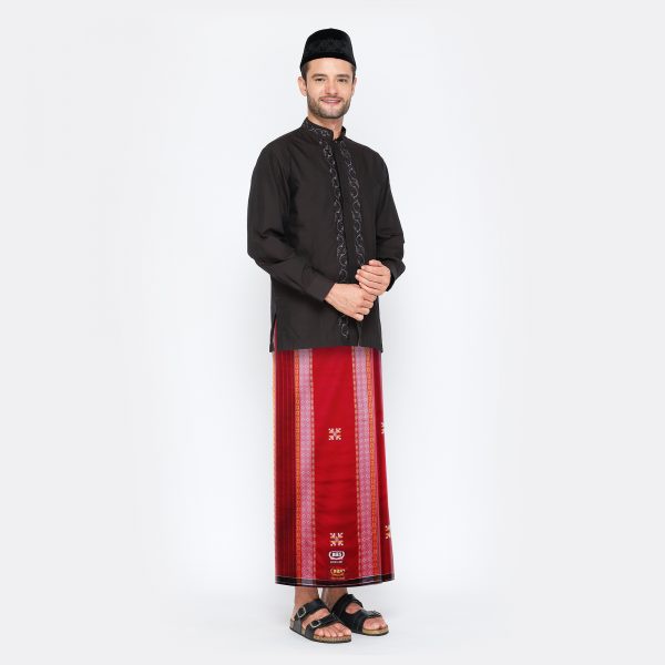 Sarung BHS Excellent Gold Motif Songket Gambiran Merah
