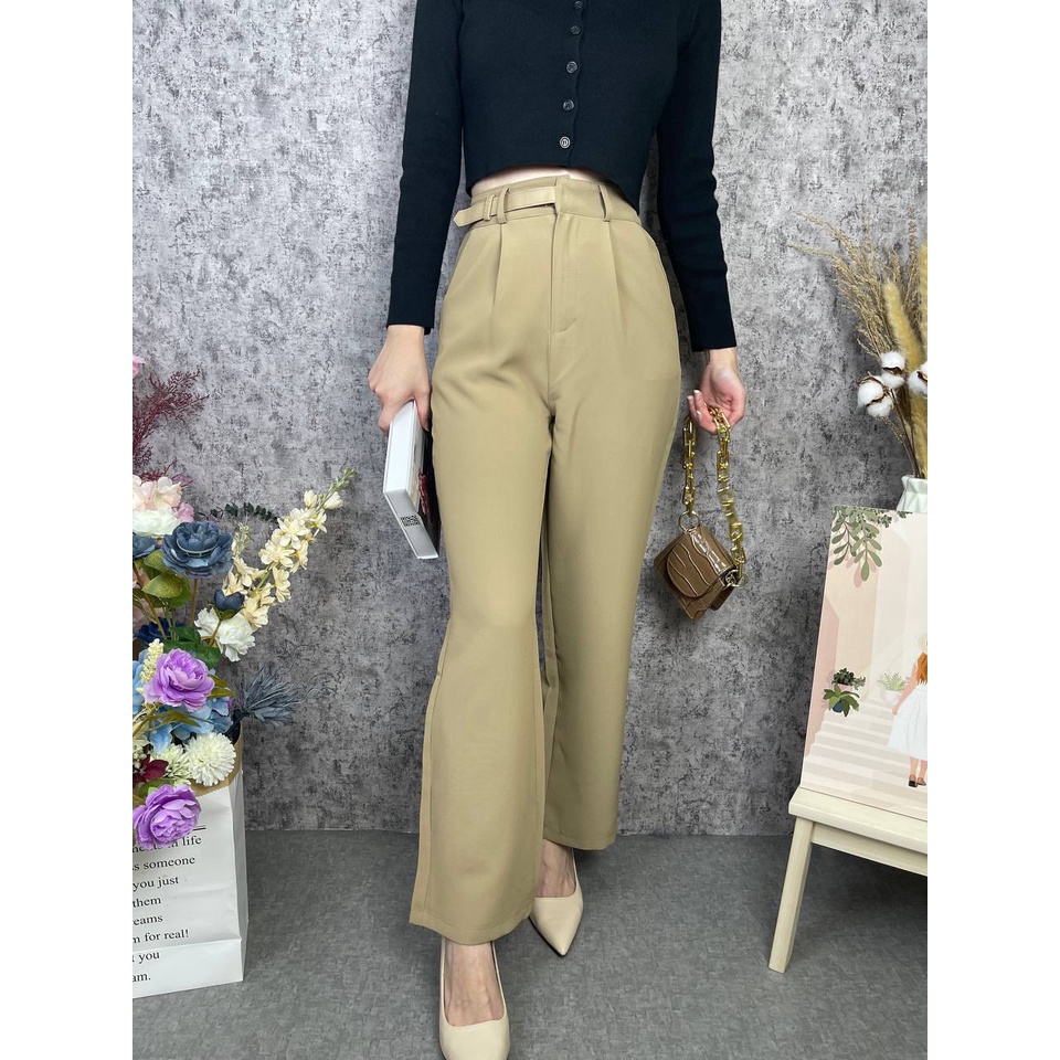 DEMORIN - Celana Panjang Bahan Highwaist Model Straight Throuser X7010