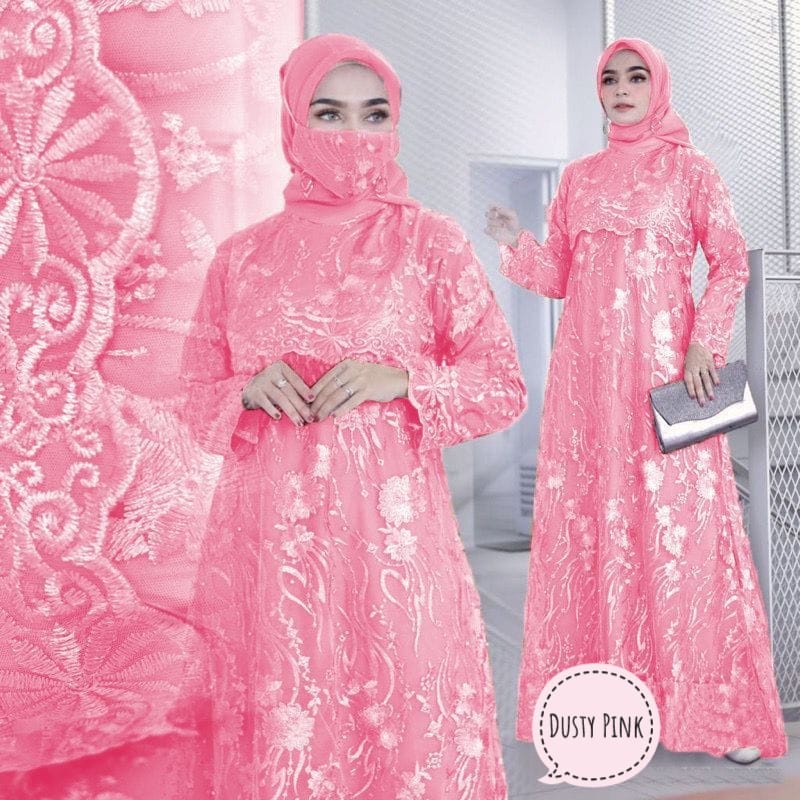 BJ - MAXI RATU / GAMIS RATU / GAMIS FULL BRUKAT / GAMIS KONDANGAN / GAMIS PESTA / GAMIS UKURAN M . L . XL . XXL / GAMIS UKURAN BESAR / GAMIS WANITA MURAH