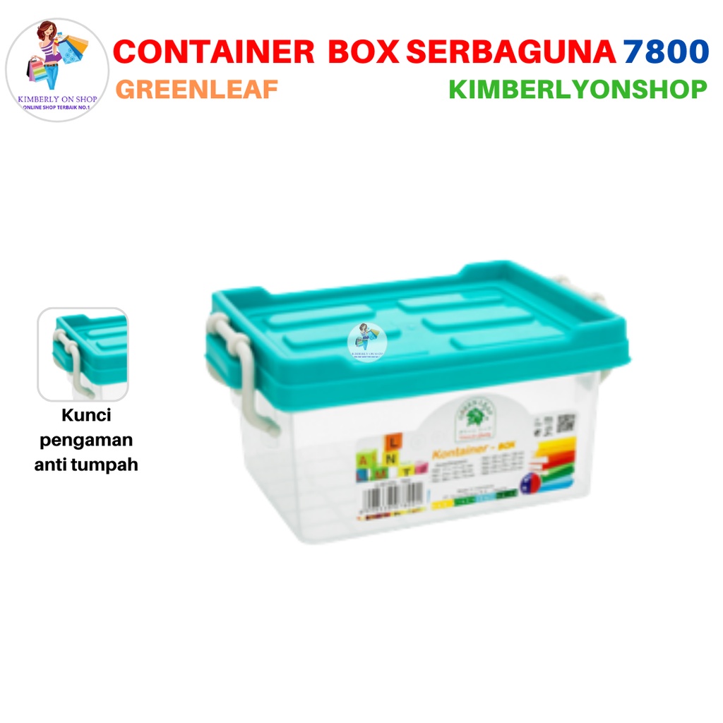 Box Container 900 ml 7800 Q SEVEN BOX Tempat Penyimpanan Green Leaf