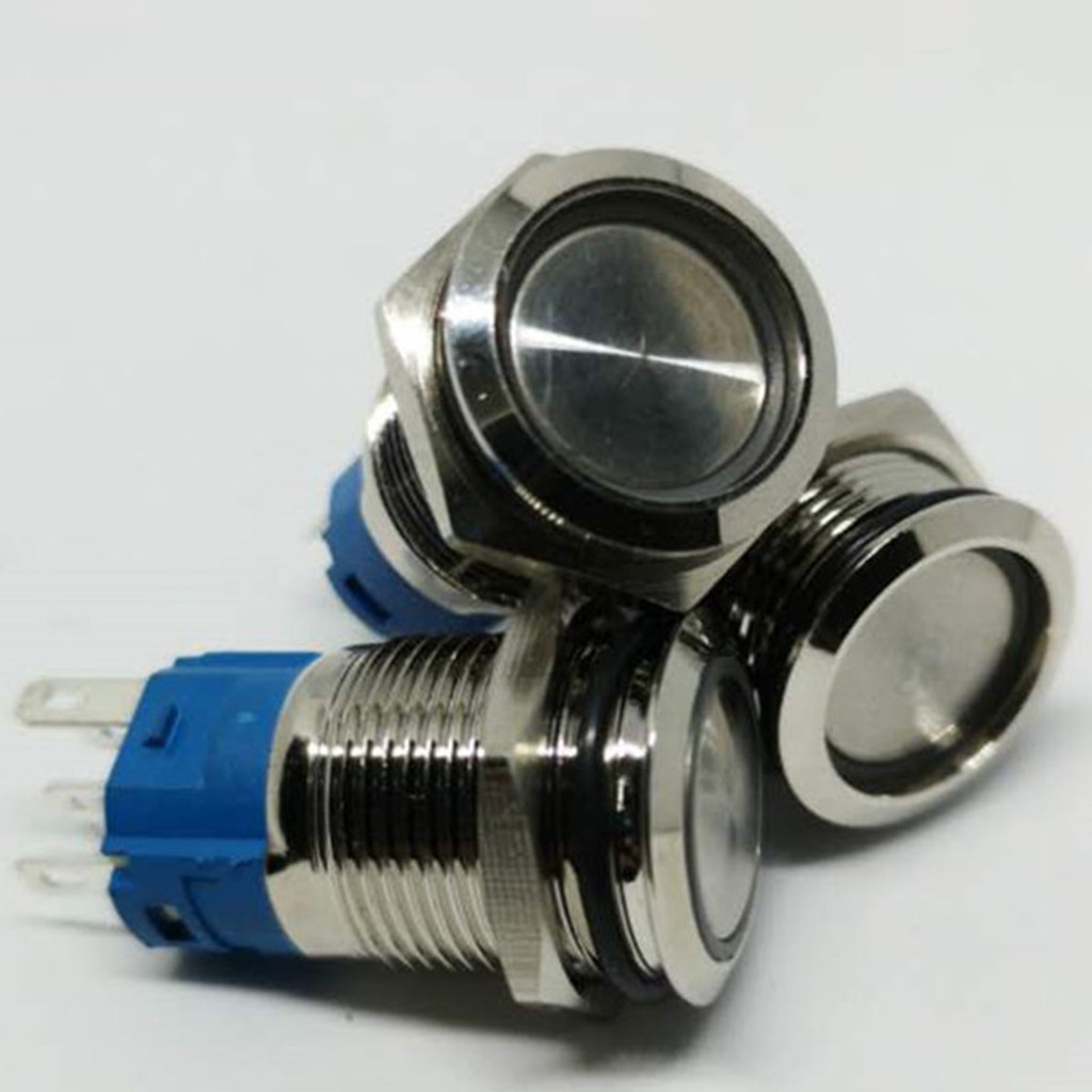 Waterproof 16mm Metal Self-Locking Switch Button with Bright LED Light Lamp