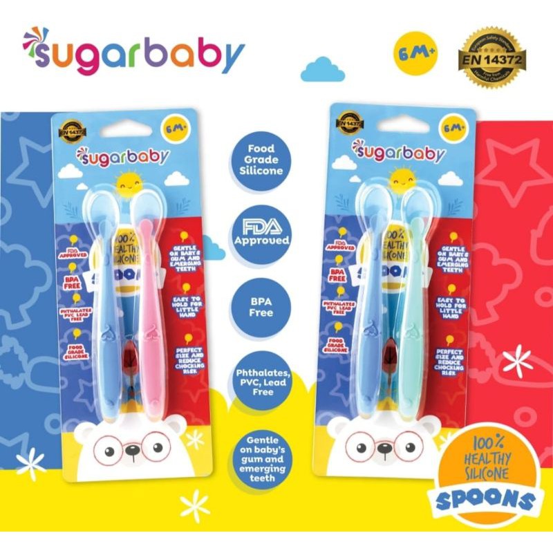 Sugarbaby silicone spoon 2pc sendok makan silikon bayi