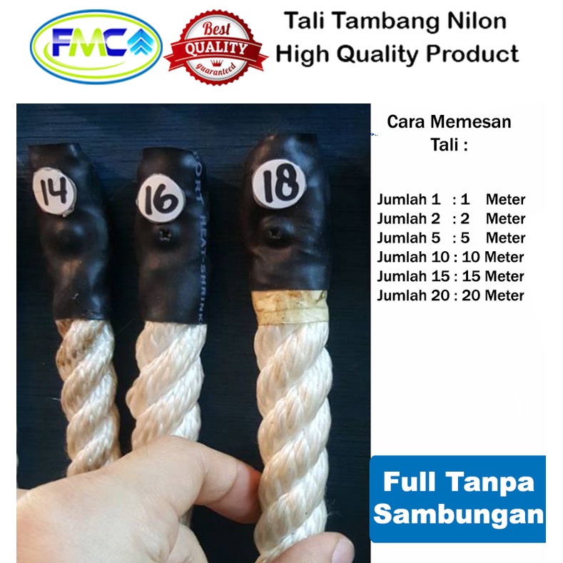 Tali Tambang 16mm 18mm Jumbo Tali Nilon Tali Nylon Tali Tambang Besar Tali Pengikat Barang Putih Tali Pengaman Tali Outbound Tali Ikat Hewan Tali Kapal