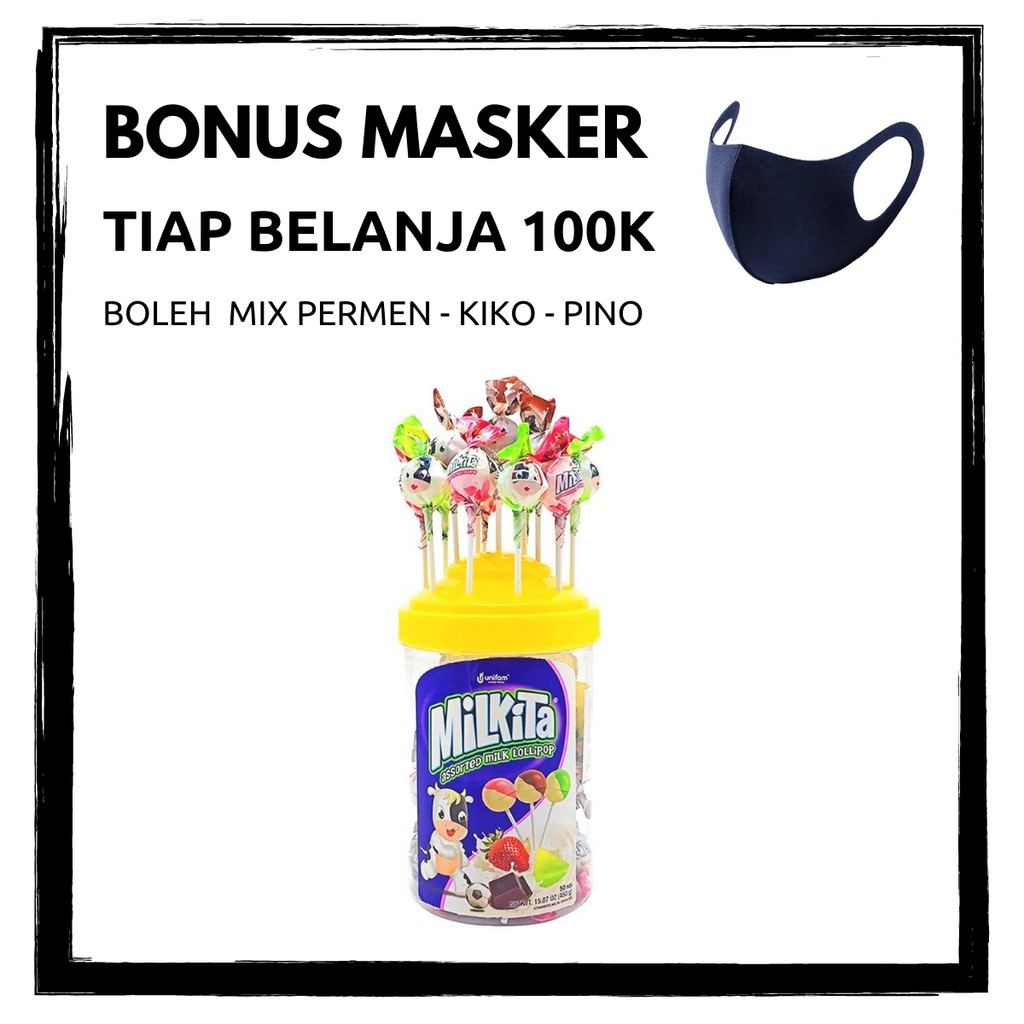 

Permen Susu Milkita Lolipop Paket Isi 3 Toples @50 Pcs