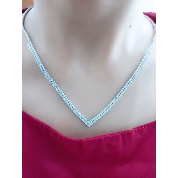 KALUNG PERAK ASLI LAPIS EMAS 925/KALUNG LISTRING DOBLE MATA PUTIH/KALUNG ASLI SILVER/KALUNG FASHION WANITA