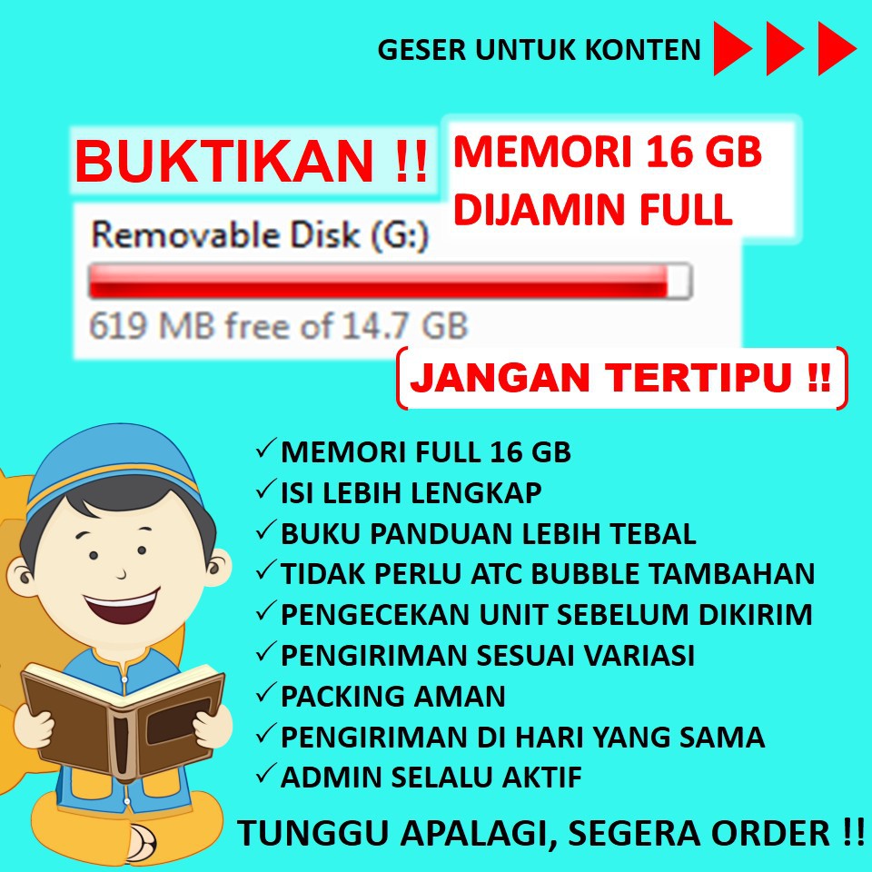 (HANYA CHIP SAJA + BUKU PANDUAN) Chip murottal speaker alquran/memori 16gb C10 original + BUKU