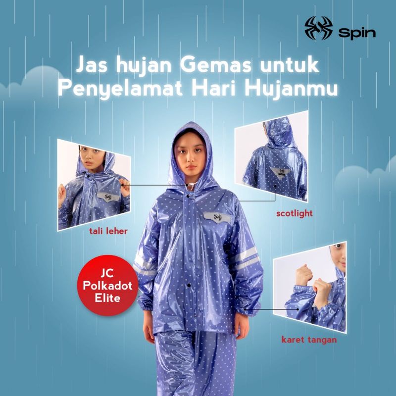 Jas Hujan Jaket Celana Dewasa Baju Celana Motif Polkadot Onde Bulat Spin Imut Keren Murah - Mantel Mantol Pria Wanita Dewasa