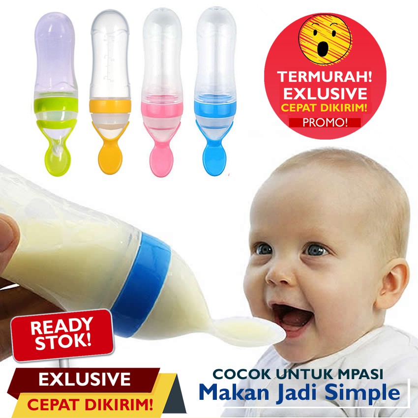 Sendok Botol Makan Bayi MPASI silikon Silicone Baby Feeding Bottle Spoon