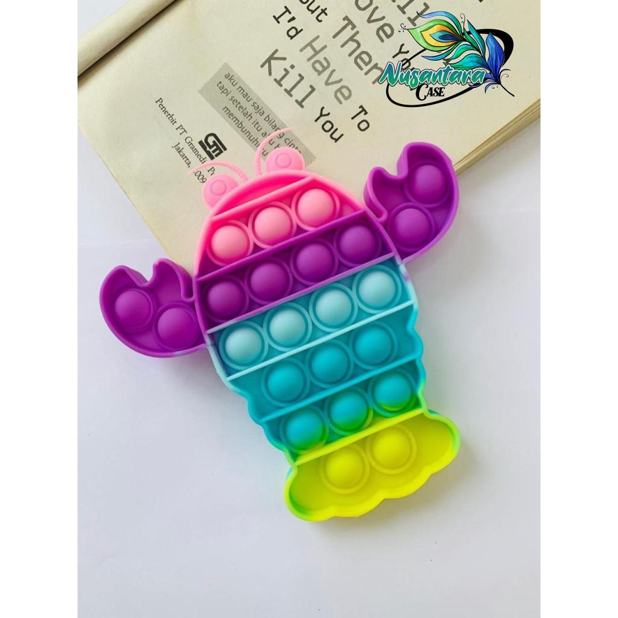 pop it fidget push bubble toys gelembung 3d rainbow pelangi karakter mainan anak NC7433-UDANG