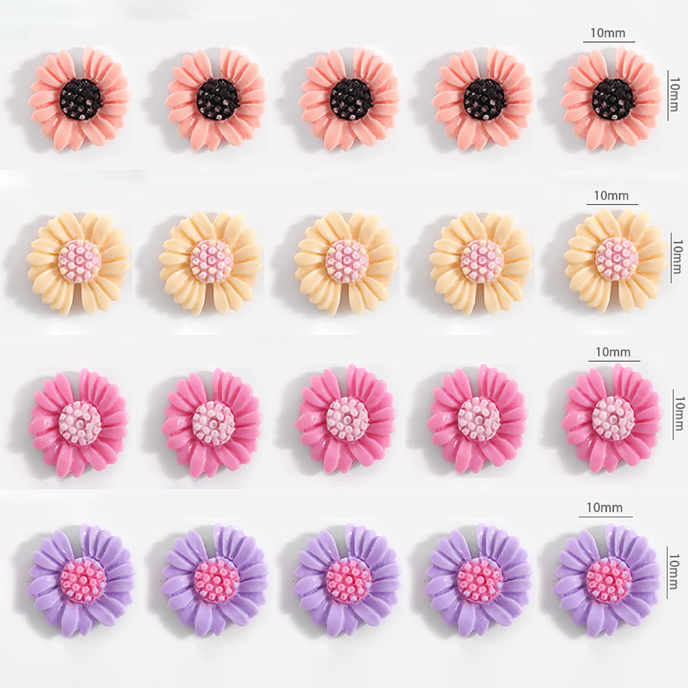 Mxbeauty 5 Pcs / Pak Ornamen Bunga Daisy 3d Bahan Resin 8 Warna Untuk Dekorasi Nail Art