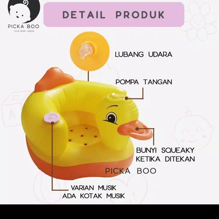 Sofa Bayi Tiup Model Bebek | Kursi Anak Belajar Duduk Baby Seat Pompa (MBS)