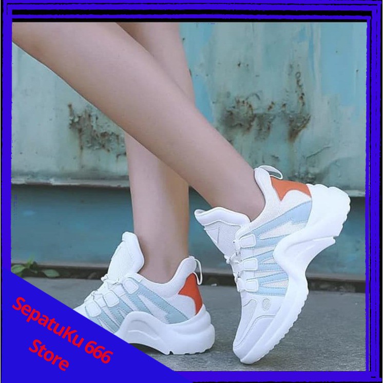 Sepatu Sneakers Wanita LV ARCH Sneakers Tali Wanita Sepatu Wanita Lokal