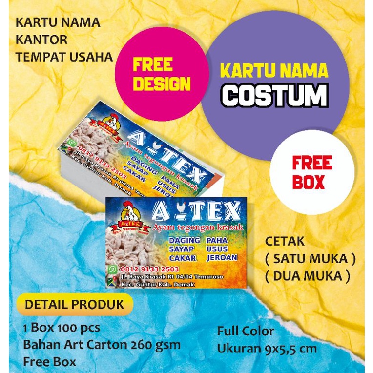 

Kartu Nama Costum Free Design dan Free Box