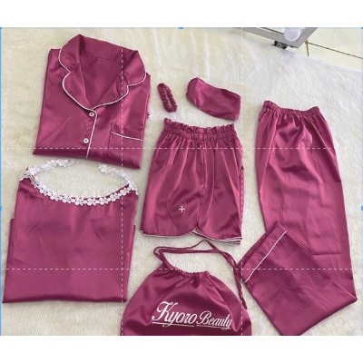 SET PIYAMA SATEN PREMIUM 7IN1 & RAYON 7IN1 READY STOK Kyoro Beauty 7 in 1 - celline-6