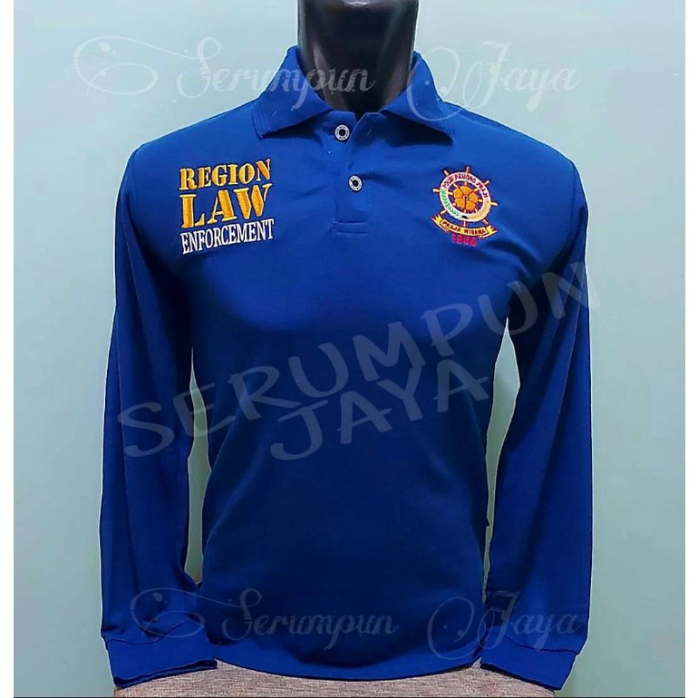 KAOS SATPOL PP BIRU - KAOS KERAH SATPOL PP BIRU PANJANG - KAOS SATPOL PP BIRU FULL BORDIR