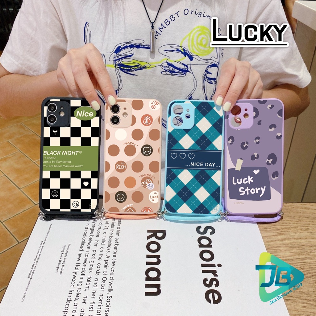 SOFTCASE SILIKON SLINGCASE TALI LANYARD STRAP PHONE MACARON PELINDUNG KAMERA LUCKY OPPO VIVO SAMSUNG XIAOMI REALME IPHONE ALL TYPE JB5318