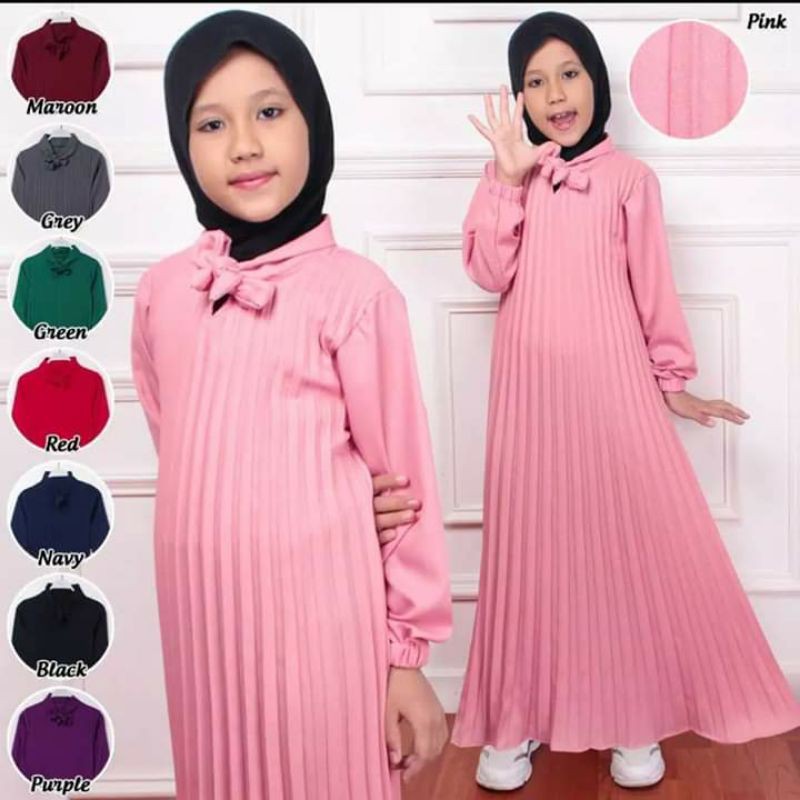 Gamis Plisket Anak Umur 11-12 Tahun Gamis Plisket Anak Gamis Anak Maxy Anak Gamis Anak Hyget