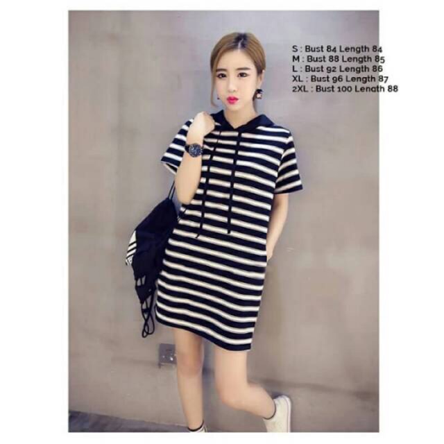 Hoodie Dress / Dress Kaos / Dress Hoodie / Dress Import / Casual Dress / Stripe Dress / Basic Dress