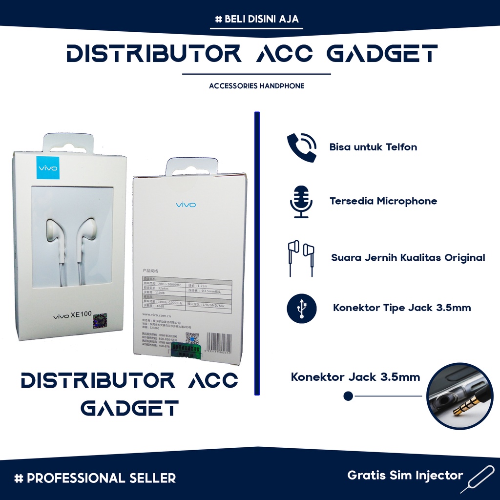 Headset Vivo Original Earphone Vivo Original Hedset Vivo Hendset Vivo Handsfree Vivo Original