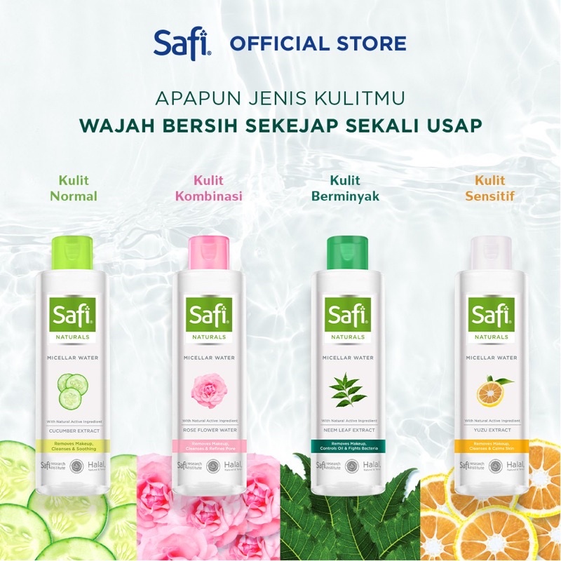 SAFI Naturals Series Indonesia / Cleanser Toner Essence Serum Cream Sunscreen Shampoo Hair Eye Mask