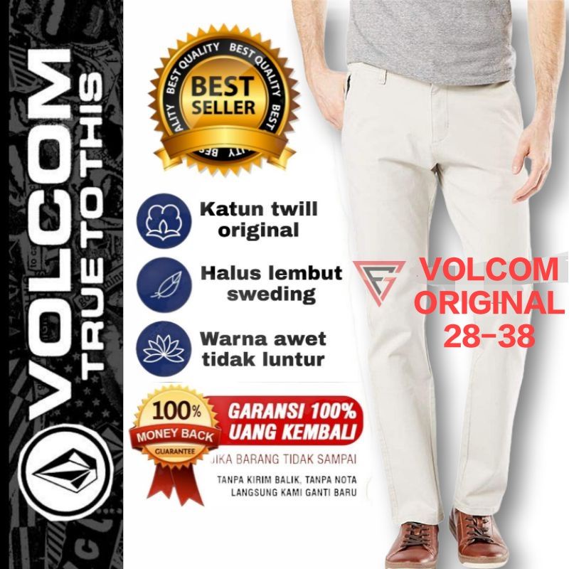 CELANA PANJANG PRIA CHINO VOLCOM BAHAN MELAR  DISTRO | SURFING | JUMBO