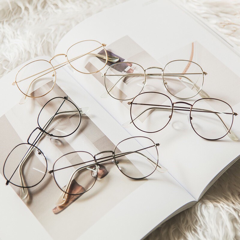 Kacamata Lensa Rangka Transparan Retro Vintage Metal Frame Eyeglasses