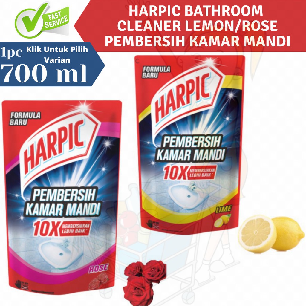 HARPIC Pembersih Kamar Mandi Toilet WC Lime Lemon Rose 700ml 700 ml Refil Refill
