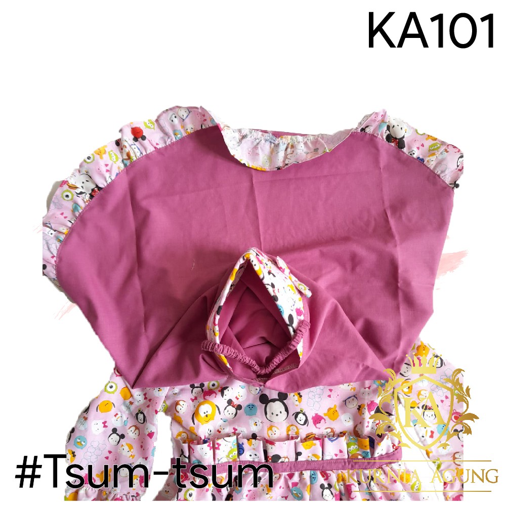 Gamis Baju Gaun Muslim Anak Perempuan 1-5 Tahun Pesta Murah KA101 Hello Kitty Tsum tsum