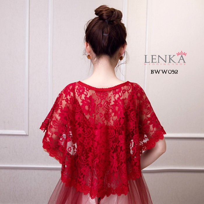 [TOKO TERPERCAYA] AKSESORIS PENGANTIN BOLERO WEDDING RENDA BROKAT MERAH BWW052