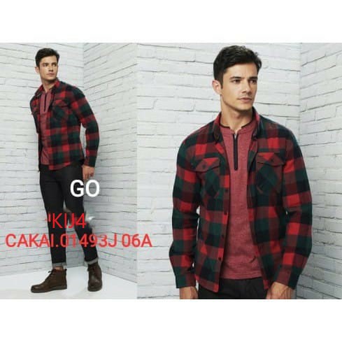 gos KIJ CARDINAL KEMEJA SLIMFIT Pakaian Atasan Pria Hem Casual Santai Motif Original Lengan Panjang