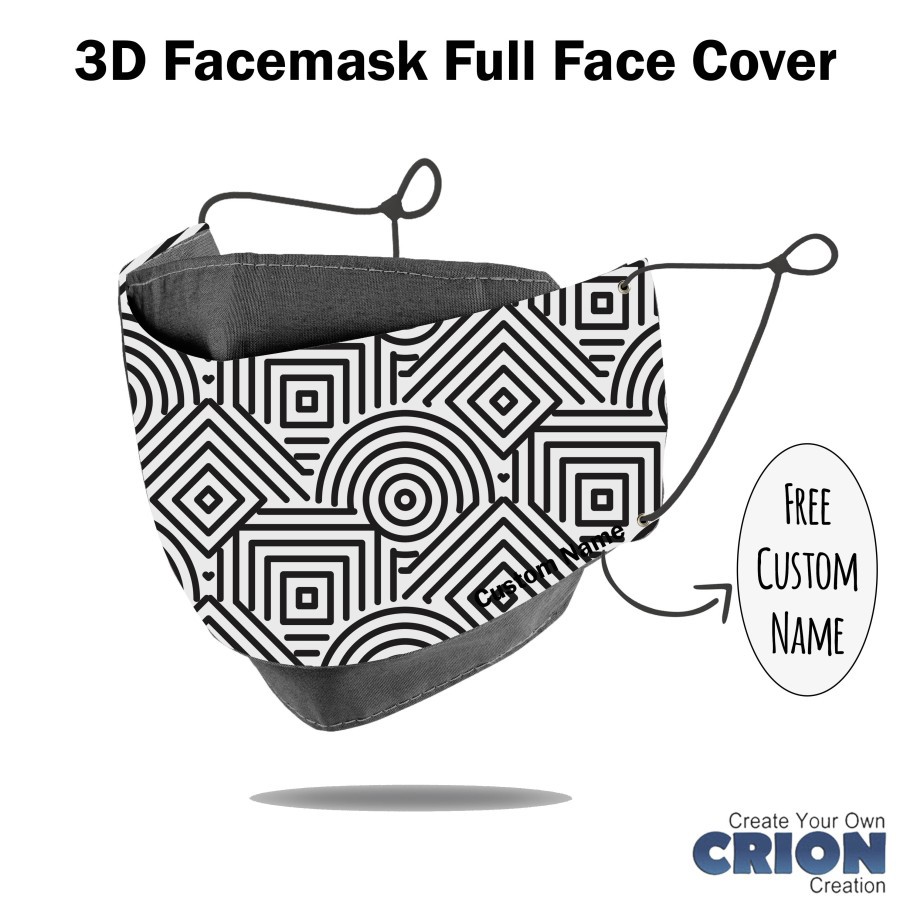 Crion - Masker 3d Full Face Cover Abstract Line Series- antibacterial