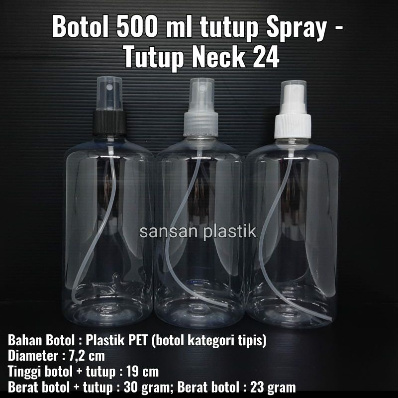 Botol 500 ml Spray Neck 24 / Botol Plastik Spray 500ml / BOTI 500 ML