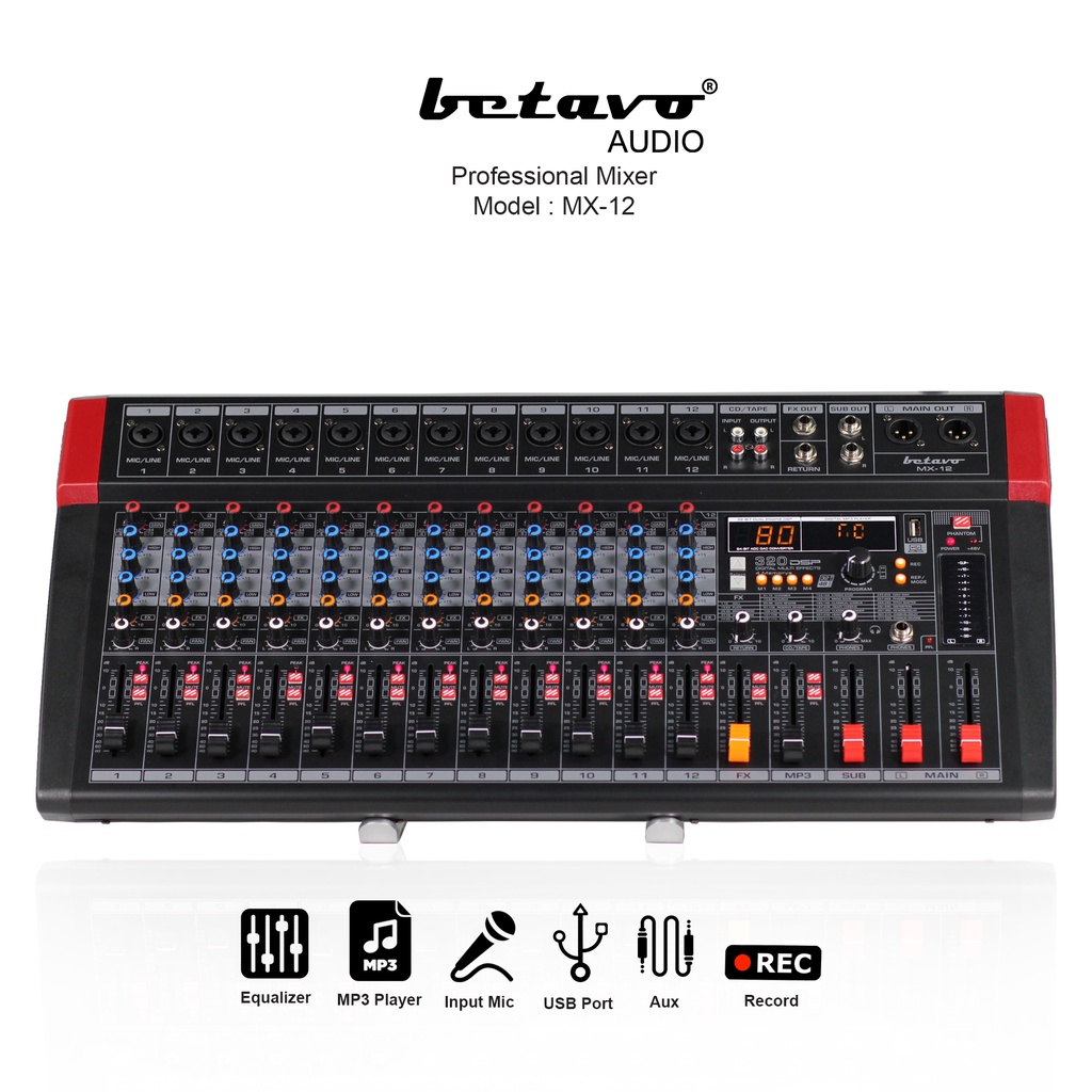 Audio Mixer profesional betavo MX 12 / MX12 / mixer audio / mixer / mixer sound system / ProAudioSound