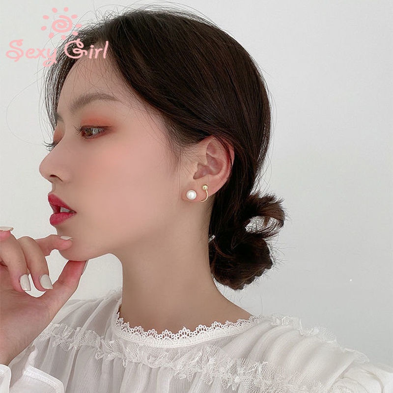 Korean Simple Design Multi-pierced Fashion Earrings Advanced New Retro Wild Baroque Earrings for Women Ladies