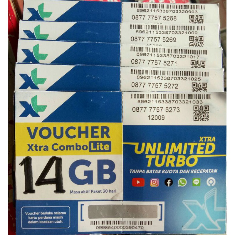 Perdana XL Nomer Kwartet 7777 + Kuota 14GB